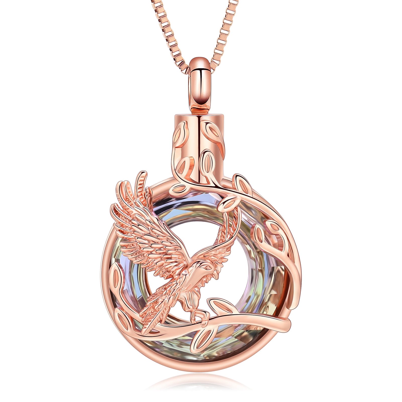 Simulated Birthstone Eagles Cremation Jewelry Eagle Urn Necklace for Ashes With Circle Simulated Birthstone Memorial Keepsake W/Funnel Filler Memorial Jewelry Gifts for Women Men
