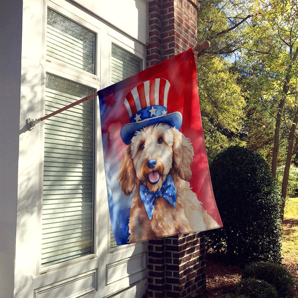 Goldendoodle Patriotic American House Flag 28 in x 40 in