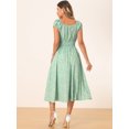 thumbnail image 4 of DARING DIVA Women Floral Square Neck Puff Short Sleeves Flare Midi Dress S Green, 4 of 6