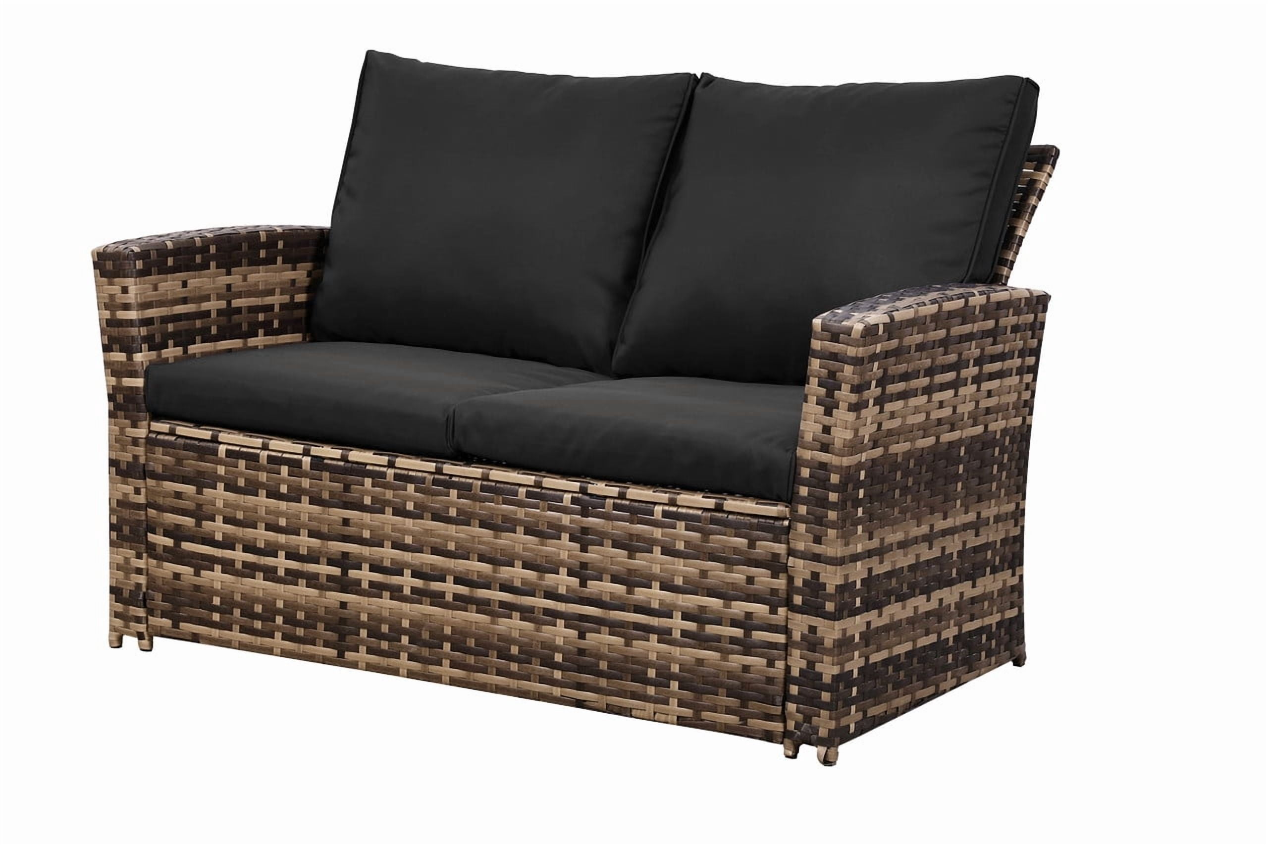 Howcool 4‑Piece Patio Furniture Set,Wicker Outdoor Rattan Sectional Sofa with Cushions, Pillows & Glass Table,All‑Weather Outdoor Conversation Set for Garden, Porch, Backyard, Patio