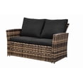 thumbnail image 6 of Howcool 4‑Piece Patio Furniture Set,Wicker Outdoor Rattan Sectional Sofa with Cushions, Pillows & Glass Table,All‑Weather Outdoor Conversation Set for Garden, Porch, Backyard, Patio, 6 of 11