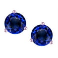 thumbnail image 3 of Star K� Round 7mm Created Sapphire Three 3 prong Martini Screw back Stud earrings, 3 of 9