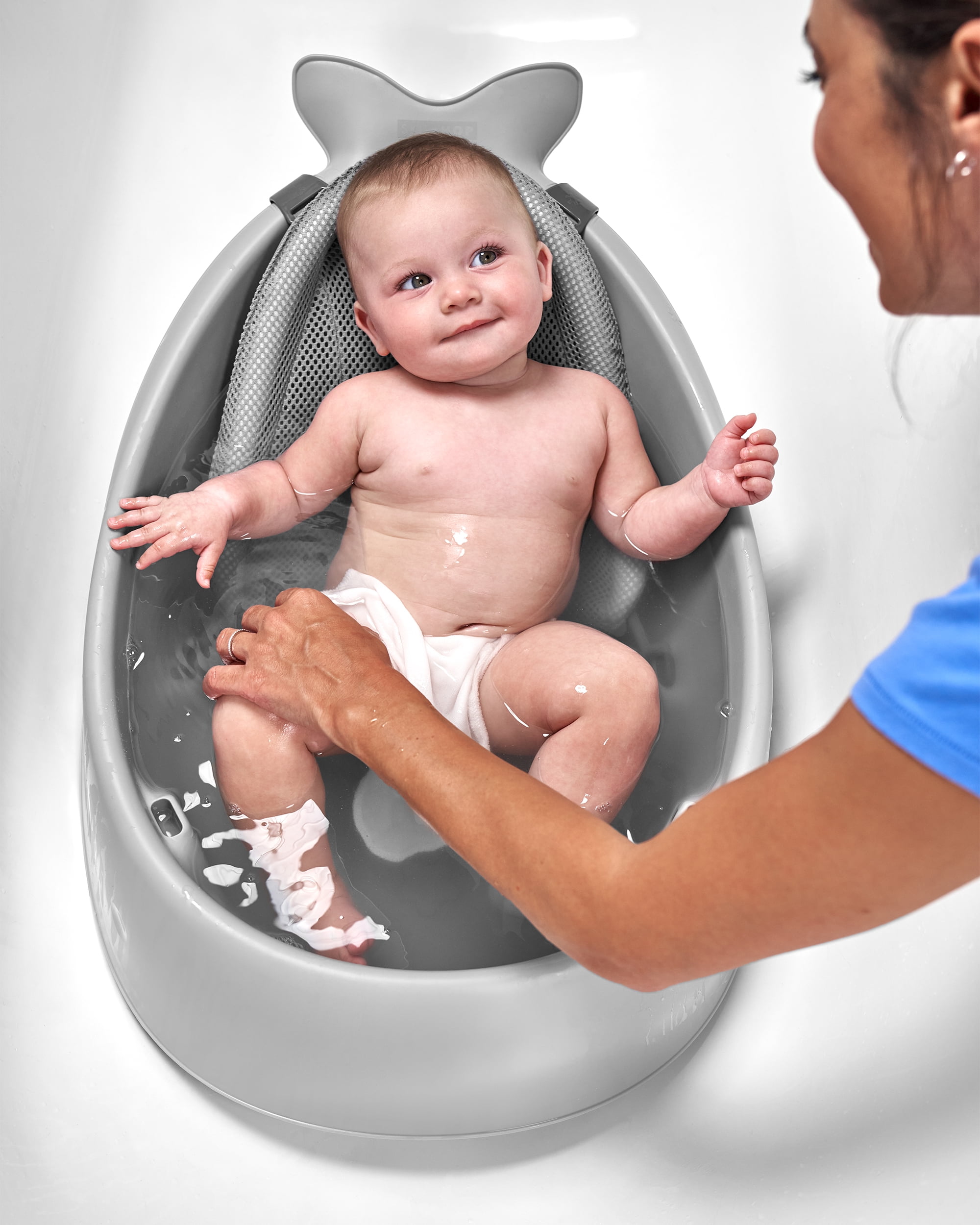 Skip Hop Moby Smart Sling 3-Stage Whale Bathtub, Gray