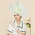 thumbnail image 2 of UJNDER Elegant Women's Headband With Flower for Tea Parties and Weddings Featuring Mesh and Feathers White, 2 of 5