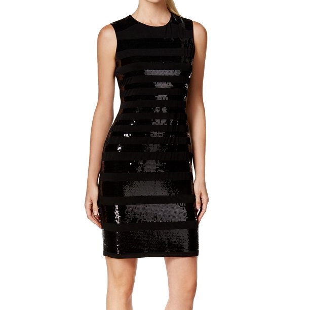 Calvin Klein - Calvin Klein NEW Black Womens Size 6 Sequin Embellished Sheath Dress - Walmart