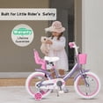 thumbnail image 3 of Glerc Maggie 16 inch Kids Girls Bike for Ages 4-7 Years Old Children, Princess Style Kids Bicycle with Doll-Seat & Basket & Training Wheels, Purple, 3 of 9