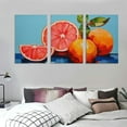 thumbnail image 3 of ONETECH Orange Fruit Wall Art Abstract Fruit Prints Orange Blue Fruit Canvas Abstract Lemon Poster Still Life Painting Citrus Artwork Vintage Fruit Art Fruit Pictures For 12''x16''X3 Panels, 3 of 4