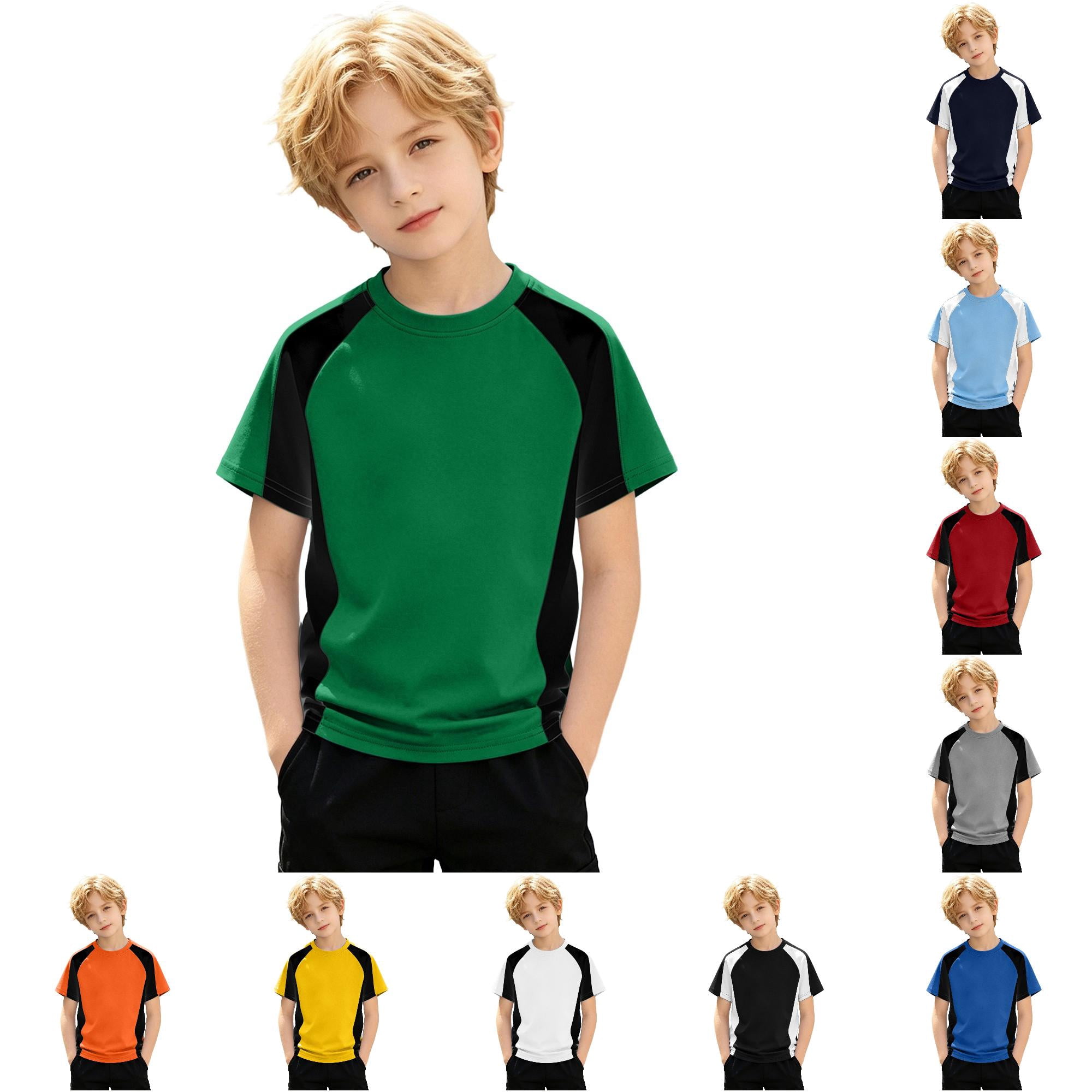 NinXxx Boys Stylish Color Crewneck Long Sleeve School Play Tee Green 3-4 Years
