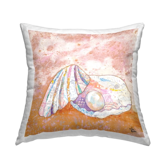 Stupell Industries Collaged Clamshell Pearl Nautical Beach Shore Design by Lisa Morales Throw Pillow