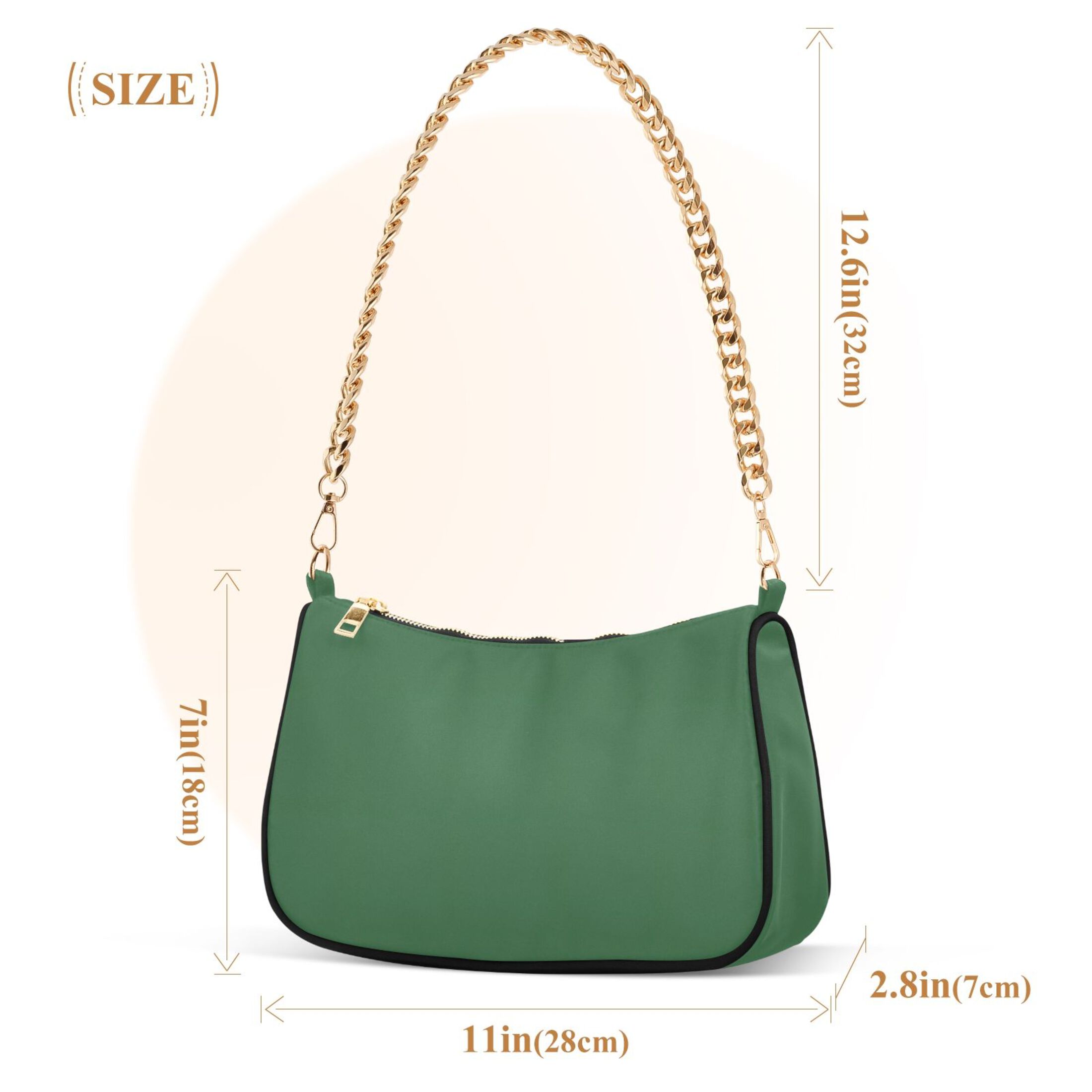 Ryvnso Army Green Womens Chain Shoulder Bag Tote Handbags Clutch Hobo Purse with Zipper for Travel