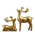 thumbnail image 2 of 2Pcs Christmas Reindeer Decor,Small Resin Standing Sitting Deer Figurine,Mini Reindeer Christmas Table Decoration for Home Indoor Xmas Holiday Small Statue Rustic Table Decor(Gold #02), 2 of 5