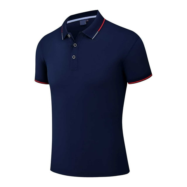 Adult Polo Tees for Men Short Sleeve Button Tees Shirt Basic Blue Men Summer Outfits