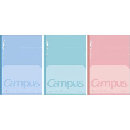 KOKUYO Campus Feels Flat Notebooks, Dot A 7mm Ruled, Semi-B5, 30 Sheets, 30 Lines, Pack of 3, Blue, Green and Pink, Japan Import (NO-FL3CATX3)