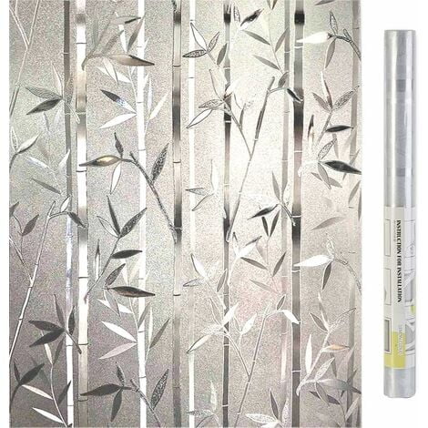 Blackout Window Film, Anti Peep Window Film, Anti UV Privacy Screen, Non Adhesive Electrostatic Window Film, Decorative Window Film for Office Home Bamboo Pattern 45x200CM