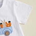 thumbnail image 3 of HCNTES Baby Boy Easter Outfits Toddler Boys Summer Clothes Short Sleeve Truck Embroidery T-Shirt + Striped Shorts 2Pcs Set, 3 of 8