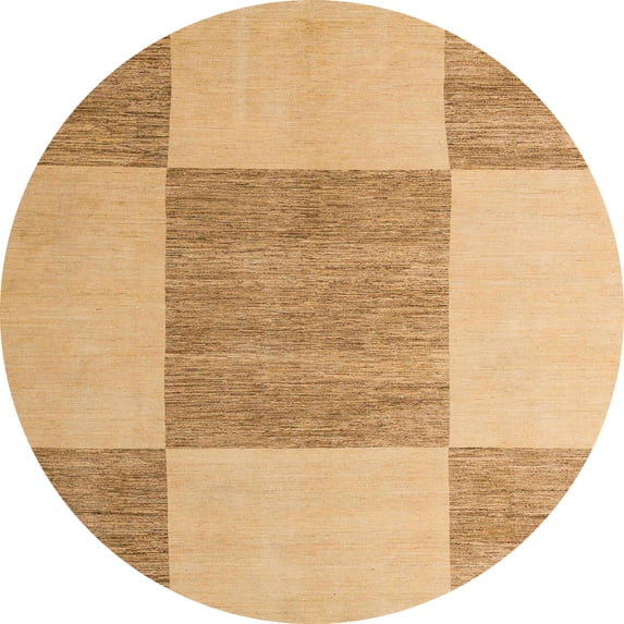 Ahgly Company Machine Washable Indoor Round Abstract Orange Area Rugs, 6' Round