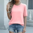 thumbnail image 5 of Womens Crew Neck Short Sleeve Sweaters Lightweight Knitted Pullover Summer Casual Basic Clothes Pink XL, 5 of 7