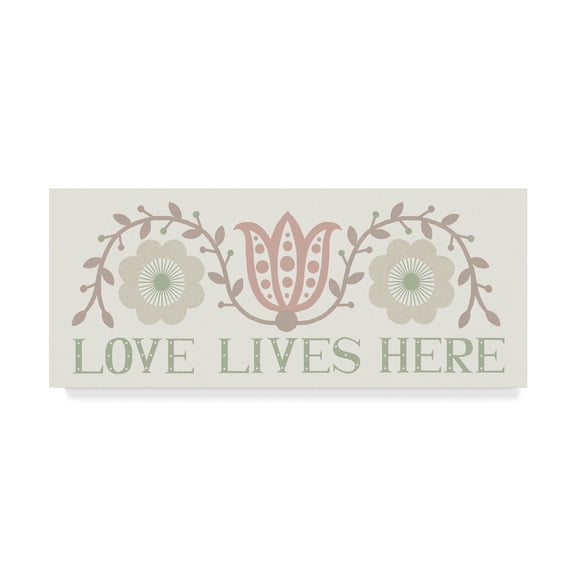 Trademark Fine Art 'Folk Lodge Love Lives Here Hygge' Canvas Art by Michael Mullan