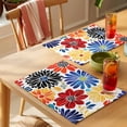 thumbnail image 4 of Vitality Flowers Placemats Set of 12, Vintage Red Yellow Blue Floral Natural Non-Slip Place Mats Washable Table Mats for Kitchen Dining Table Decorations Indoor/Outdoor, 4 of 9