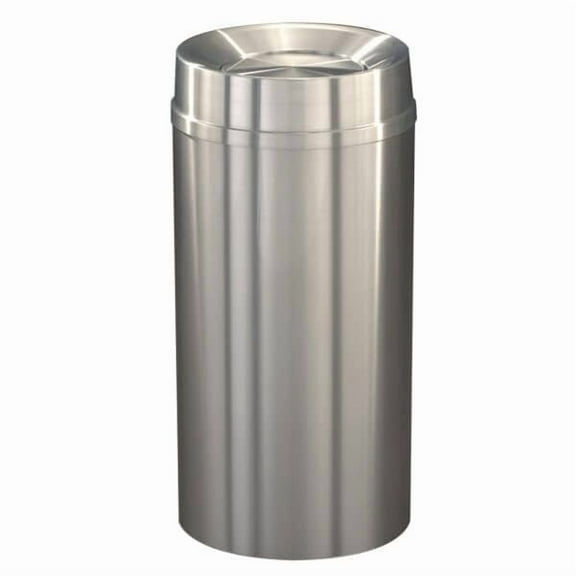 Sturdy Essentials 16 Gallon Satin Aluminum Waste Receptacle | Heavy-Duty Commercial Trash Bin | Rust & Tarnish Resistant | Durable Indoor Waste Container | (Tip Action Top)