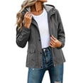 thumbnail image 2 of Valufy Women's Waterproof Hooded Rain Jacket, Lightweight Striped Lined Windbreaker with Drawstring Waist and Pockets, 2 of 9