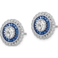 thumbnail image 3 of Sterling Silver Rhodium-Plated Polished Blue & White Cz Round Post Earrings (13.15 X 13.15) Made In China qe15765, 3 of 6