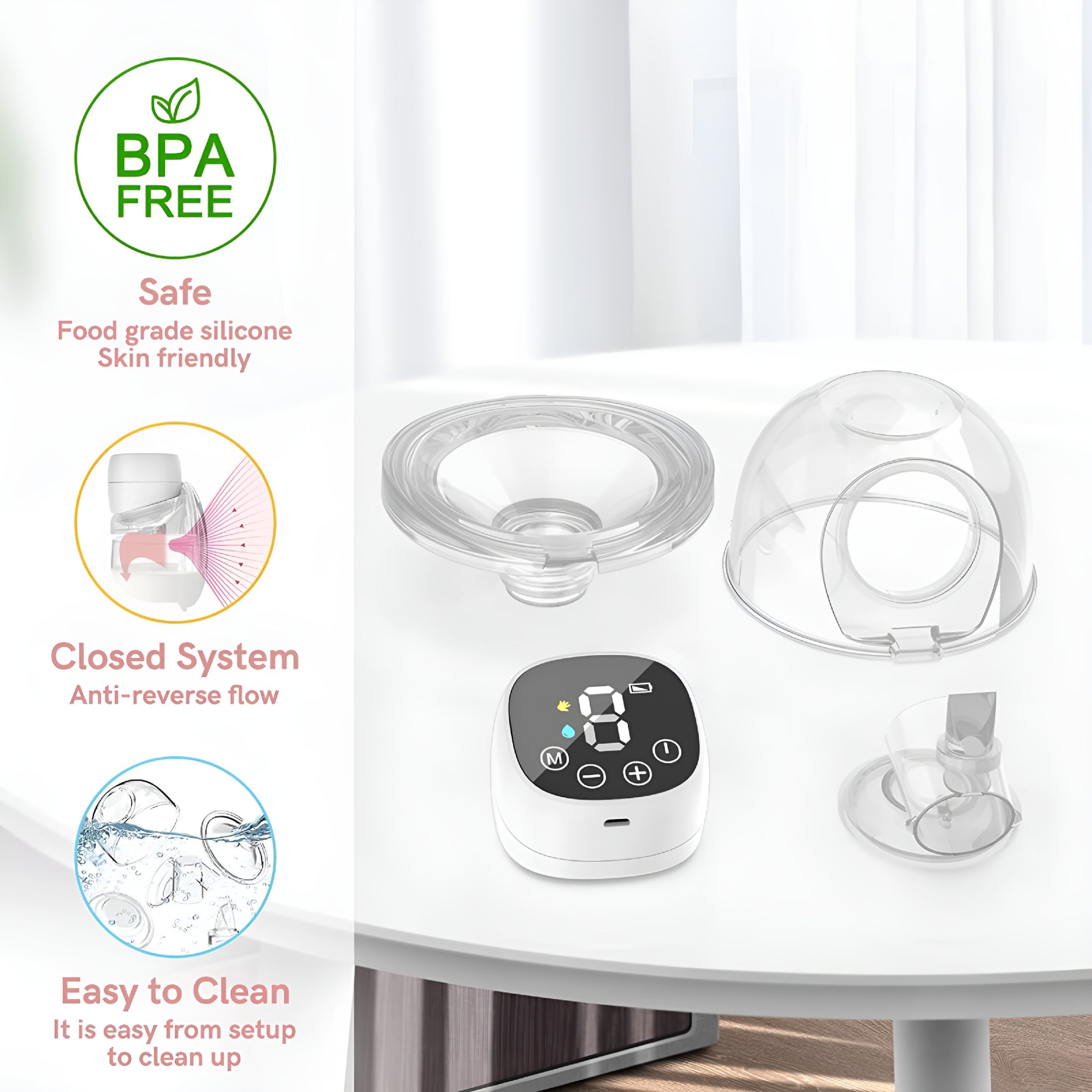 XIRQI Wearable Pump Electric Pump Hands Free Electric Pump With 3 Modes & 9 Levels Low Noise & No Pain Wireless Breastfeeding Pump Included 24Mm, 21Mm, 19Mm, 17Mm Flange