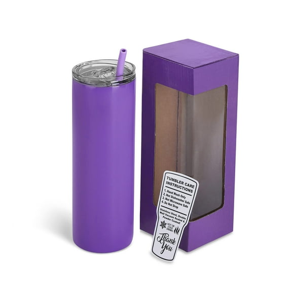 Makerflo Lavender 20 oz Skinny Powder Coated Tumbler Ideal for DIY Crafts -Laser Engraving
