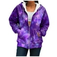 thumbnail image 2 of felwors Zip Up Hoodie Women Butterfly Graphic Hoodies Long Sleeve Oversized Y2K Sweatshirts Cute jackets Plus Size for Girls Dark Purple, L, 2 of 4