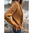 thumbnail image 4 of Women'S Zip Up Knit Cardigan Long Sleeve Stand Collar Sweater Outwear Coat with Pockets Yellow M, 4 of 6