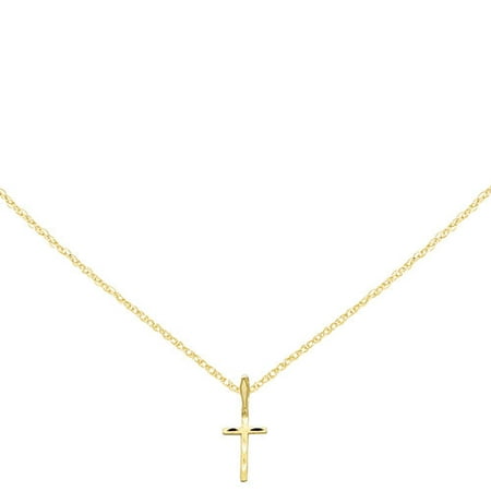 14kt Yellow Gold Satin and Diamond-Cut Cross Pendant