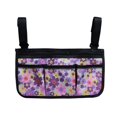 thumbnail image 1 of Bolsa de almacenamiento para reposabrazos de silla de ruedas para colgar en el lateral, con rayas reflectantes, se adapta a scooter de movilidad, andador, andador, diseño floral único, 1 of 5