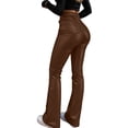 thumbnail image 6 of Cutuoiiu Women's Fashion Solid Color High Waisted Leather Pants Flared Leg Trousers for Casual and Night Out Gifts, 6 of 8