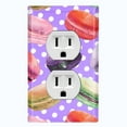 thumbnail image 1 of Metal Light Switch Plate Cover Colorful Macaron Dessert Purple Polka Dots CAK028, 1 of 13