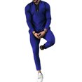 thumbnail image 3 of CVLIFE Men Lounge Sweatshirts+Pant Outfits Zipper Two Pieces Tracksuit Set Workout Jogger Sets Blue S, 3 of 6