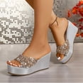 thumbnail image 2 of DAFEI Women's Summer Sparkling Rhinestone Wedge Platform Sandals Stylish and Versatile Open Toe Shoes, 2 of 7