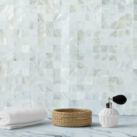 - Efavormart 5 Pack Peel & Stick Natural Real Sea Shell Mosaic Wall Tile Panels- 12