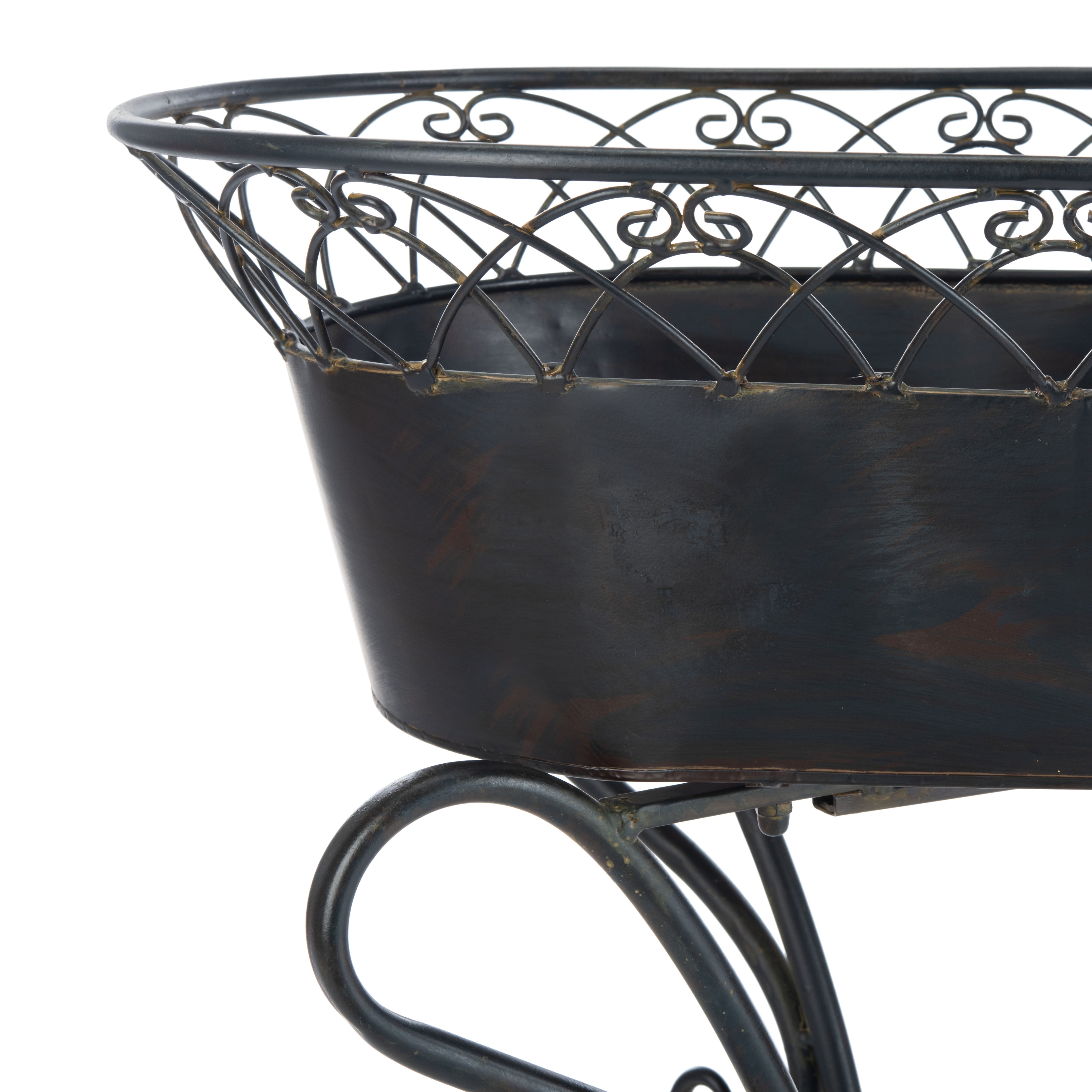 SAFAVIEH Hendrick Solid Outdoor Patio Planters, Black Rust, Set of 2
