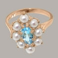 thumbnail image 5 of LBG British Made 18k Rose Gold Natural Blue Topaz & Cultured Pearl Womens Statement Ring - 33 size options - Size 11.5, 5 of 6