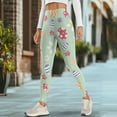 thumbnail image 4 of COEQINE High Waisted Yoga Leggings for Women with Pockets Buttery Soft Hip Lift Tummy Control Gym Pants 4-Way Stretch Comfortable Tights, Easter Egg Daisy Floral Paw Print Green, S, 4 of 7