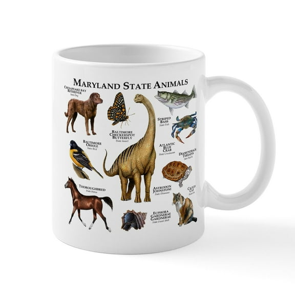 CafePress - Maryland State Animals Mug - 11 oz Ceramic Mug - Novelty Coffee Tea Cup