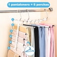 thumbnail image 3 of FBXGT 4PCS Perchas Ganchos para Pantalones Ropa De 6 Niveles de Acero Inoxidable Tipo S Multifuncional Perchas Plegables Antideslizantes Organizadores De Almacenamiento para Faldas Bufandas (4), 3 of 7