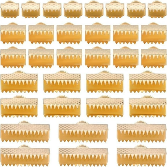 1 Box 48Pcs Ribbon Crimp Ends 18K Gold Plated 304 Stainless Steel 4 Sizes Cord Ends Crimp Ends for Jewelry Making diy Real 18K Gold Plated