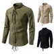 thumbnail image 4 of pstuiky camisetas de manga larga para hombre, Top informal de manga larga con cuello alto y botones con cordón para hombre, de color liso y moderno Tops casuales para hombres m, 4 of 9