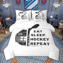Manfei 7-Piece King Bedding Set with Hockey Helmet Design