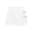 thumbnail image 3 of Plus Size Shorts with Pockets Women's Linen Skort with Side Tie, Front Wrap Mini Skirt Shorts, Summer High Waist Short Pants for Beach Vacation Wear White XXL, 3 of 6