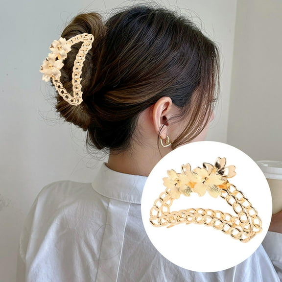 WHAMVOX Flower Clip Chain Hair Clip Decorative Claw Clip Hair Claw Clip for Long Hair Thick Hair