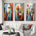 thumbnail image 1 of Designart "Geometric Portrait in Cubism II" Abstract Framed Wall Art Set Of 3 - Teal Cubism Frame Canvas Set For Living Room Decor, 1 of 6