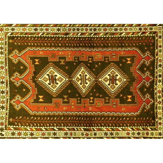 Ahgly Company Indoor Rectangle Persian Yellow Traditional Area Rugs, 5' x 8'