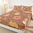thumbnail image 3 of Homewish Brown Capybara 3pcs Twin Sheet Sets For Kids Boys Girls,Kawaii Animal Twin Fitted Sheet,Donuts Dessert Flowers Strawberry Breathable Flat Sheet,Lightweight Room Decor, 3 of 7